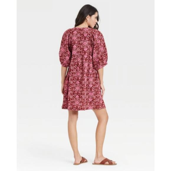 Universal Thread Tunic / Dress Women's Medium Cotton Floral Bohemian Lagenlook - Picture 5 of 11